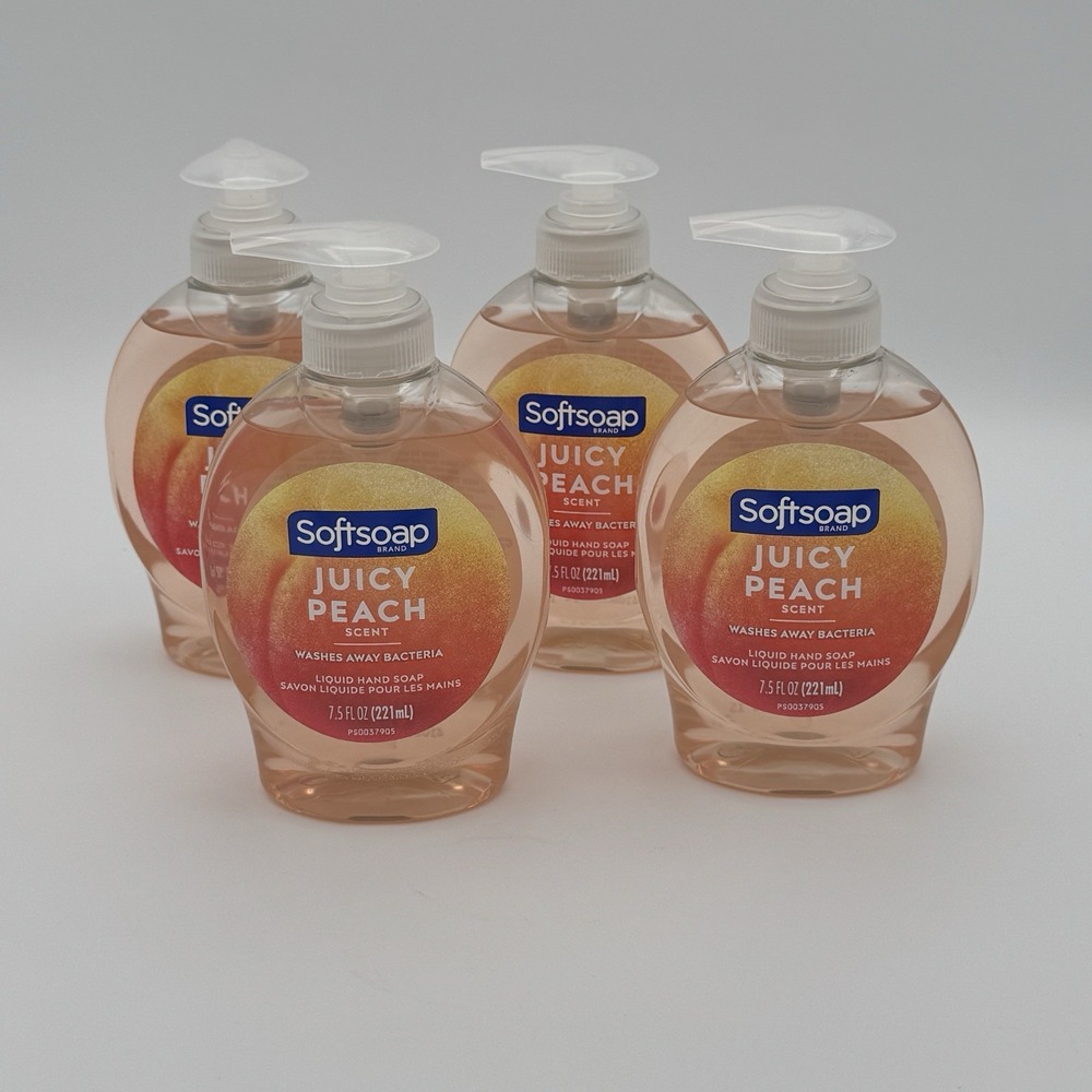 Softsoap Juicy Peach Liquid Hand Soap 7.5 oz Pump Bottles Lot of 4 New Old Stock